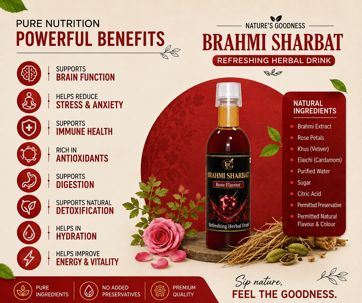 BRAHMI SHARBAT " Rose Flavour" — image 2 of 4